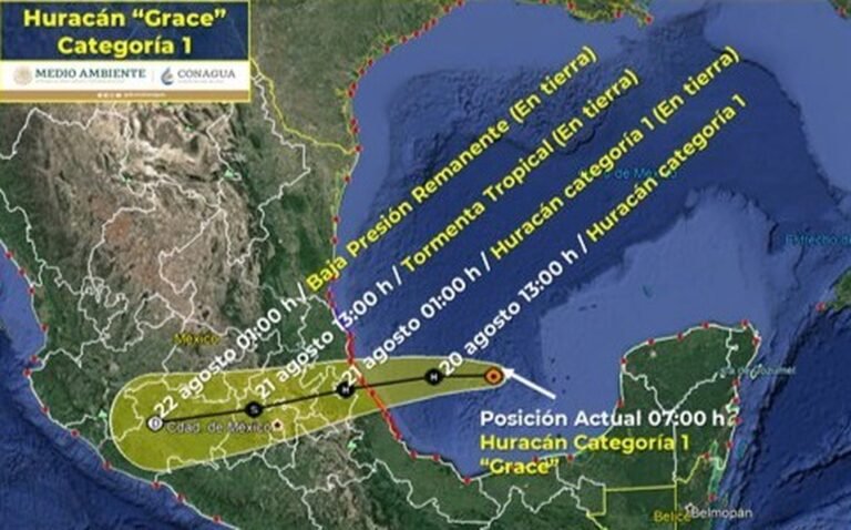 ‘Grace’ se reintensifica a huracán categoría 1; avanza hacia Veracruz