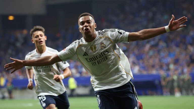 Mbappé lidera la goleada del Real Madrid ante el Oviedo y pone a los blancos en lo alto de LaLiga